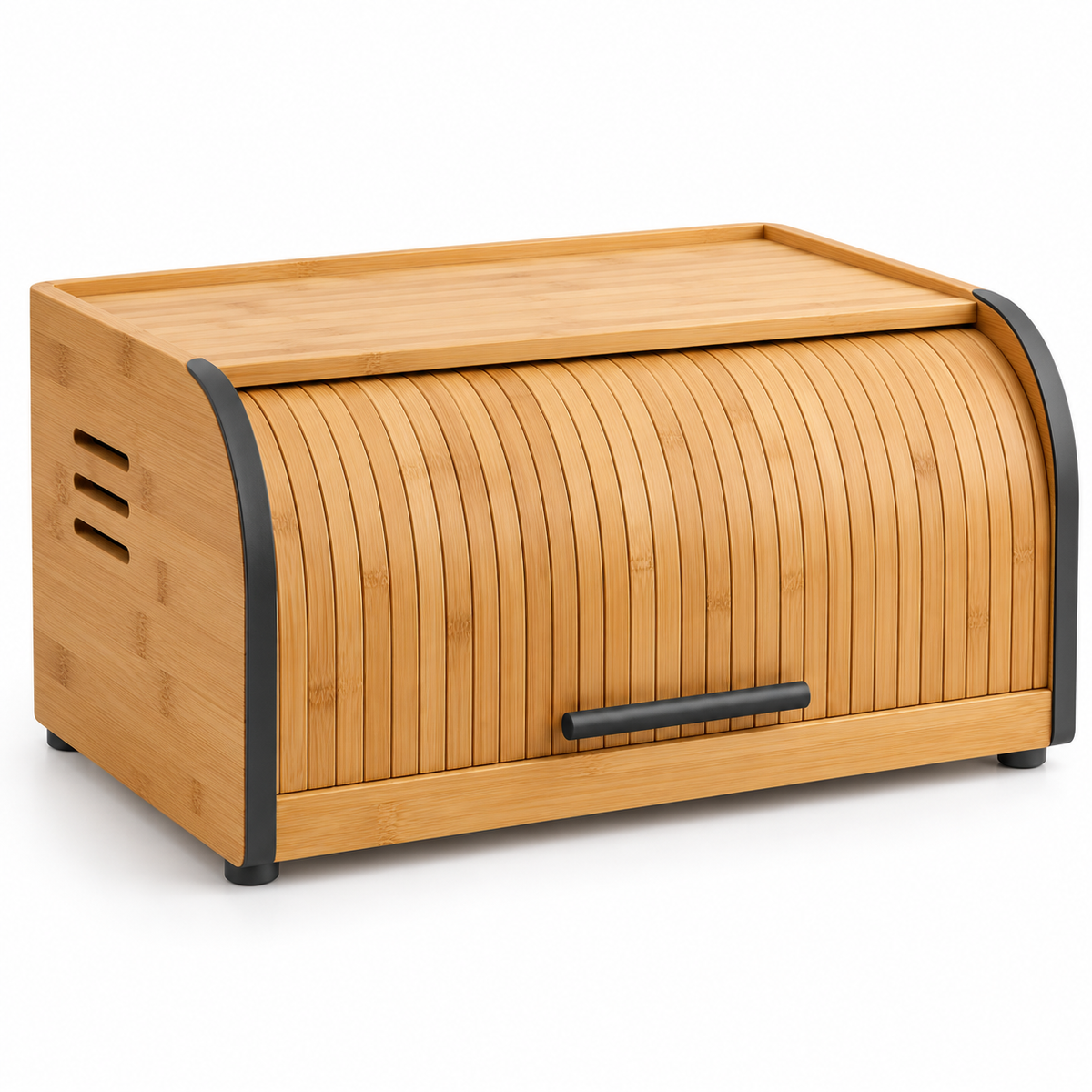 Hearthwell Bamboo Roll-Top Bread Box with Ventilation Slots