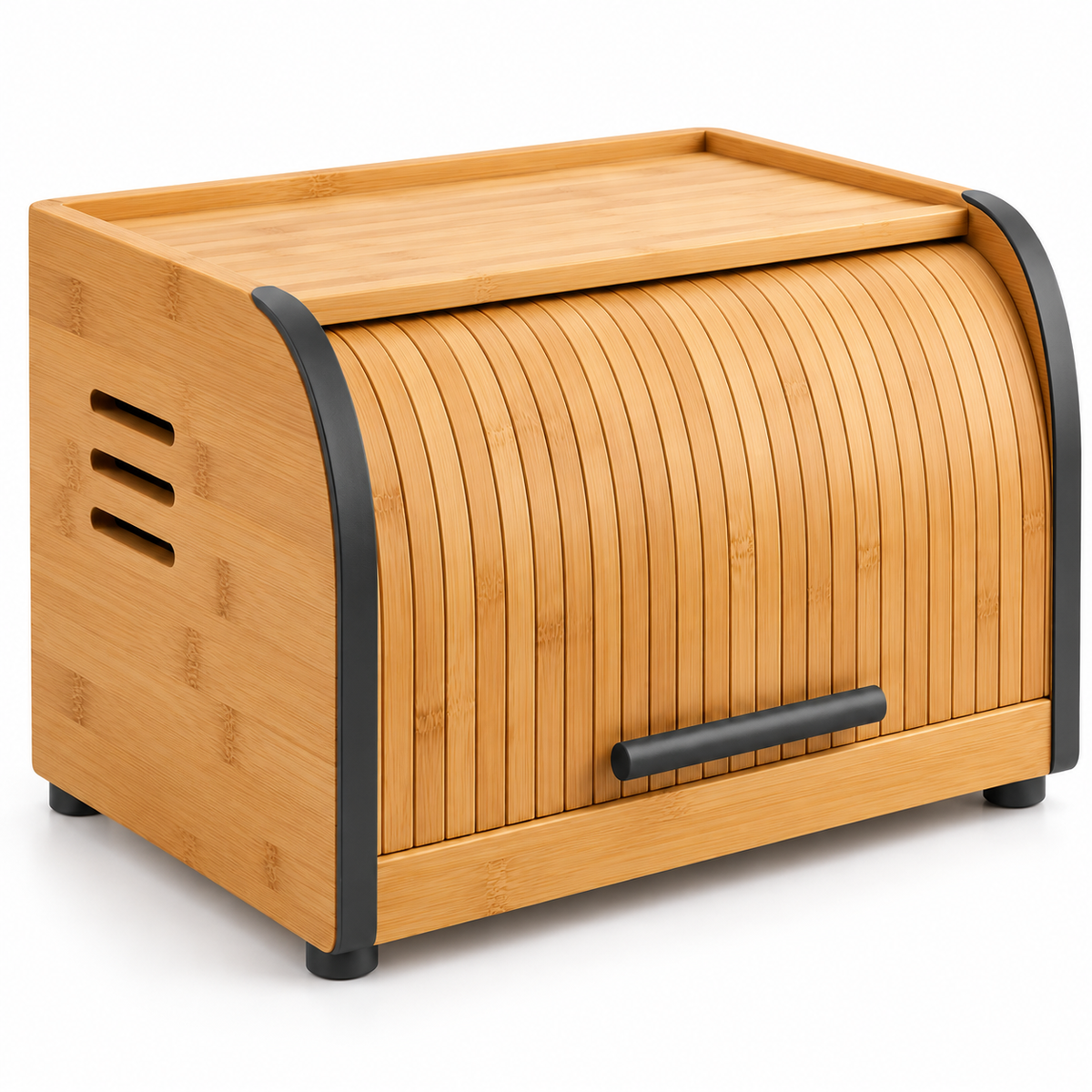 Hearthwell Bamboo Roll-Top Bread Box with Ventilation Slots